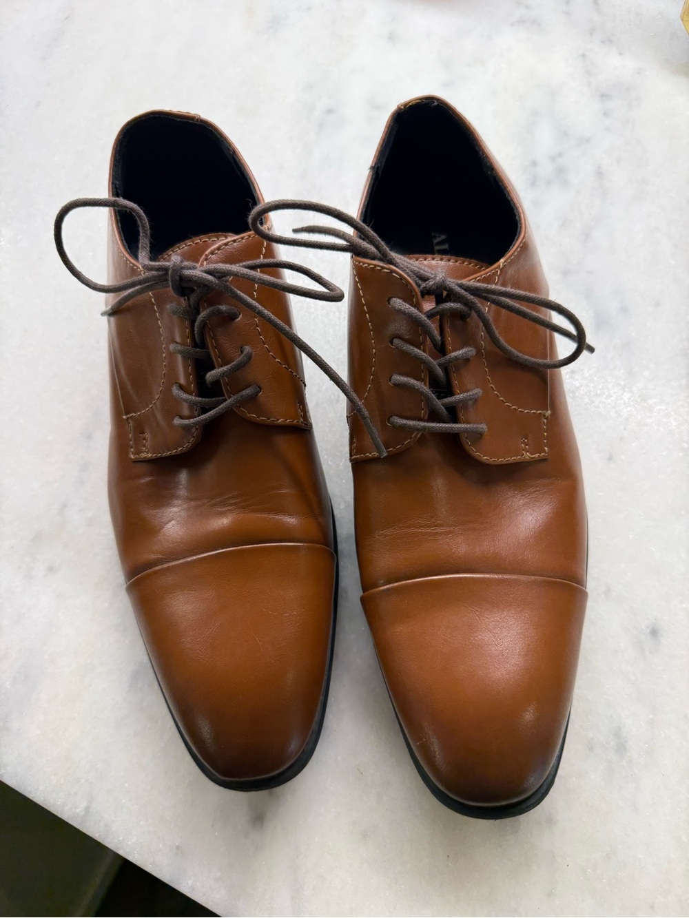 Alfani Men's Cognac Brown Leather Lace-Up Derby Shoes
